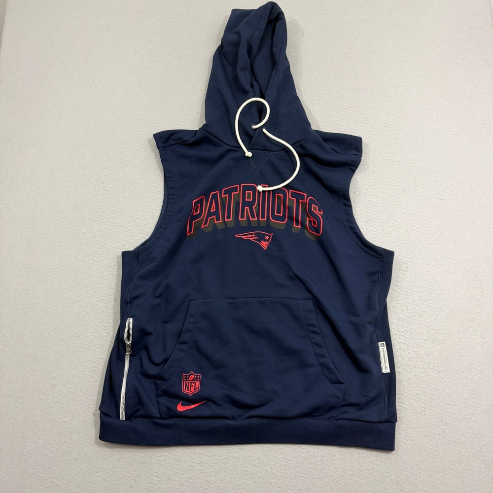 Nike New England Patriots Sleeveless Hoodie Mens XL NFL Sideline Standard Issue